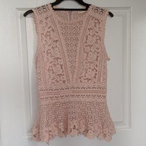 Rebecca Taylor Lace Peplum Sleeveless Tank Size 4